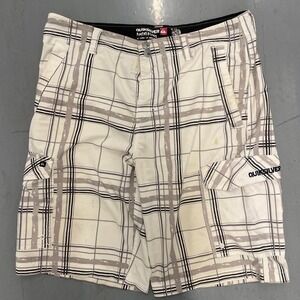 Quiksilver white and cream cargo shorts